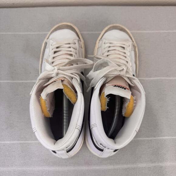 Men’s Nike Blazer Mid 77 Vintage Style Lace Up Leather Sneakers White Black 10 main image 12